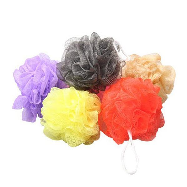 Wholesale-10pcs Bath Shower Body Exfoliate Puff Sponge Mesh Net Candy Colors Mesh Sponge Soft Bath Brush Sponges Scrubbers (Random Color)