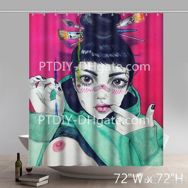 Professional DIY Unique Liberty Art RL Brads Board Mulatto Sexy Woman Lovely Girl Tattoo Shower Curtains