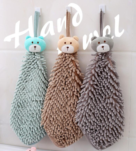 High quality cute cartoon hanging towel Korean children chenille bathroom kitchen thick absorbent towel free shipping