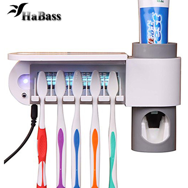 3-in-1 Toothpaste dispenser toothbrush holder and Toothbrush Sanitizer Sterilizer Set Wall Mount Stand Family Tools