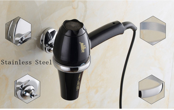 1pc/lot Innovative Wall-mounted HairDryer Rack Stainless Steel Bathroom Wall Shelf Storage Hairdryer Holder