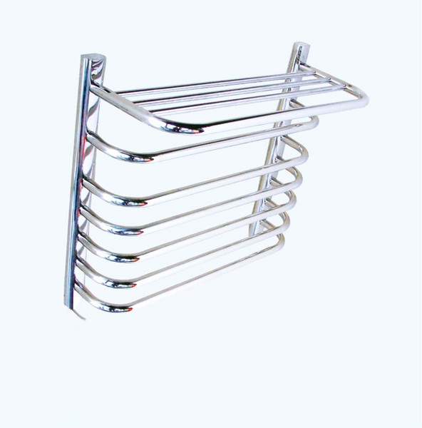 Plug-In 65W Towel Warmer Energy Saving Stainless Steel Mirror Polished Chrome Finish Drying, Wall Mount Towel Rack