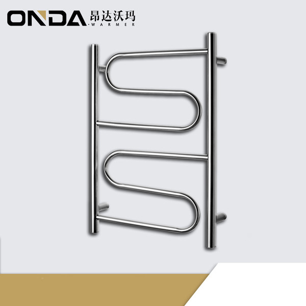 ONDAWARMER Curves tube 304 stainless steel electric towel rack CE SGS SAA ROSH certification Heated towel rail for bathroom fitting