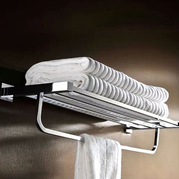 Luxury Chrome Bath Dual Towel Bars Brass Wall Mount Towel Hanger Double Bathroom Accessories 60CM Bar