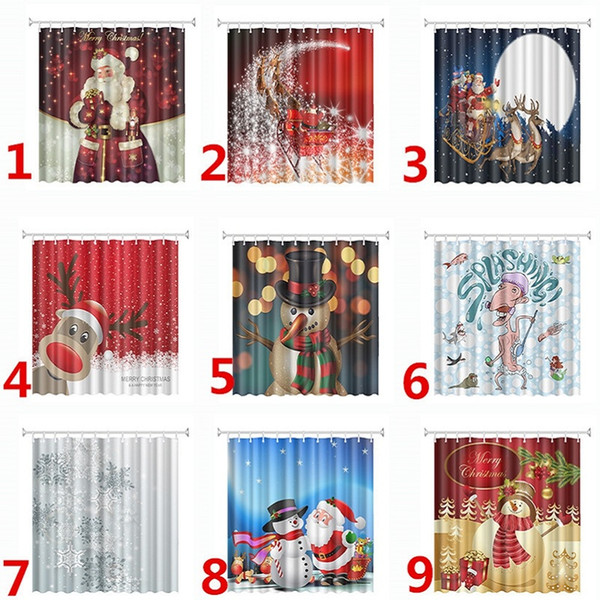 Custom Merry Christmas snowflake Dreamlike the Santa Claus Waterproof fabric Polyester Shower Curtains Bathroom decor 150*180cm