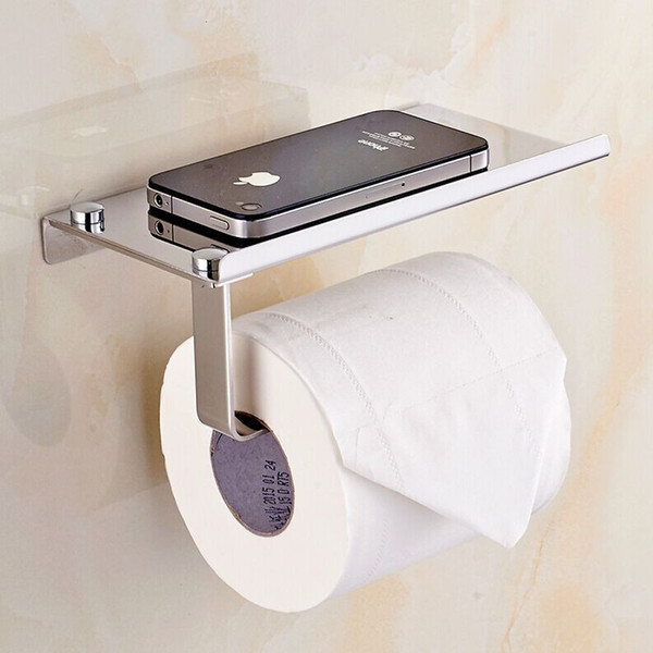 Creative Toliet Paper holder Mutifunctional Bathroom Hardware Organizer Stainless steel toilet roll paper mobile phone holder