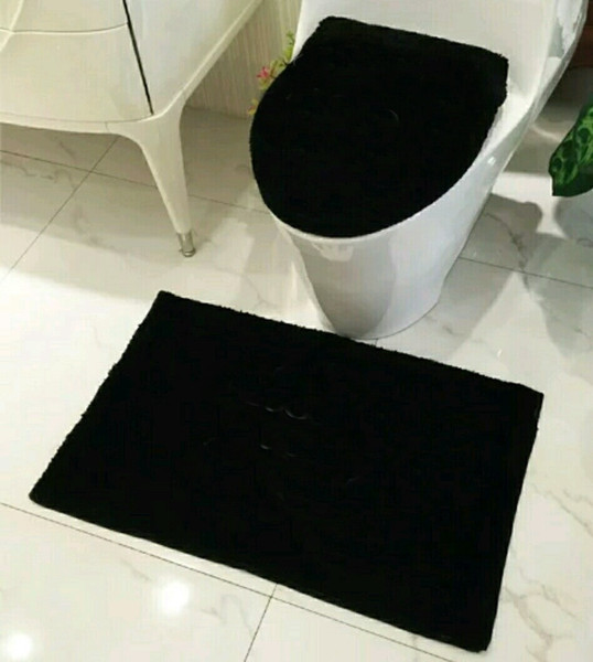 2018 brand new black 3Pcs/set Bathroom Mat Set custom logo Flannel Anti Slip Toliet Bath Rug Door Mat Carpet bathroom supplies