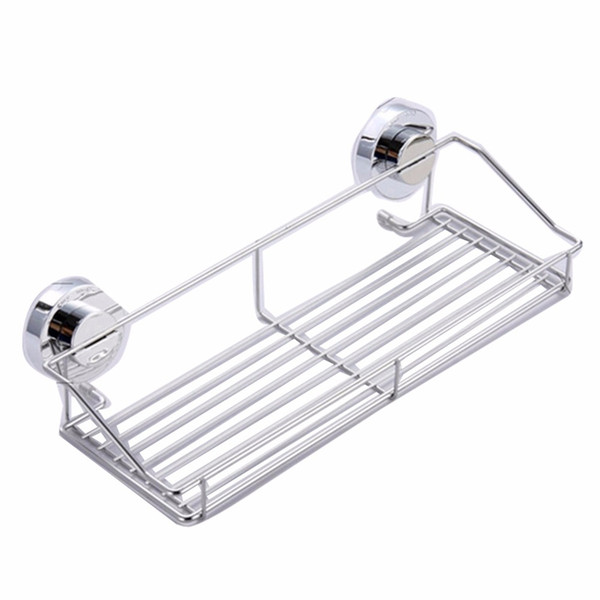 Stainless steel shelving Suction Shower Basket Dual Sucker Bathroom Shelf Washing Room/Kitchen Corner Basket Wall Mounted Rack