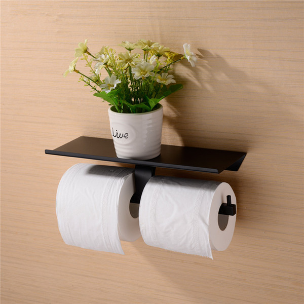 Brass Double Toilet Paper Holder Box Roll Holder Tissue Box Wall Mounted Holder Shelf Bathroom Accessories