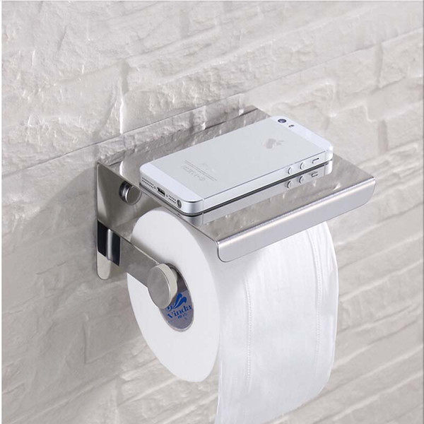 Free Shipping Wholesale And Retail Modern Stainless Steel Bathroom Paper Holder Accessories Shelf Wall Mounted Roll Holder