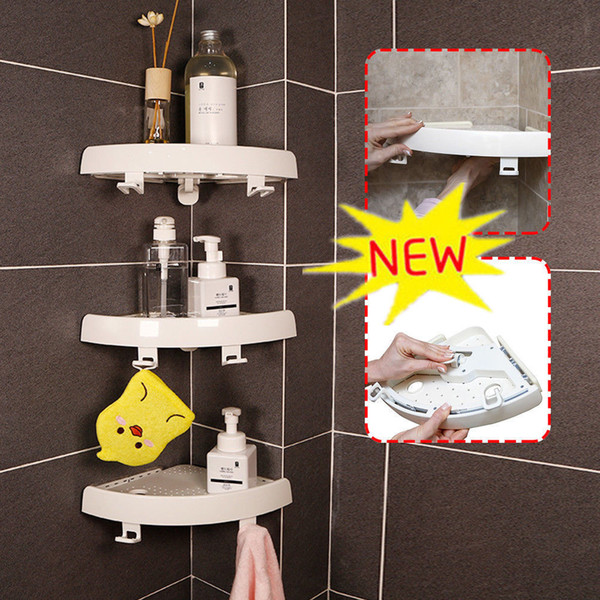 White Corner Shelves Shower Storage Shelf Soap Dish Tray Holder Suction Cup