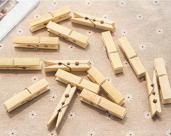 Hang clothes Socks Clips Natural Bamboo Clip Windproof clip 20pcs/lot Multi-function Clothes drying Robe Hooks Daily Supplies 2018 Hot