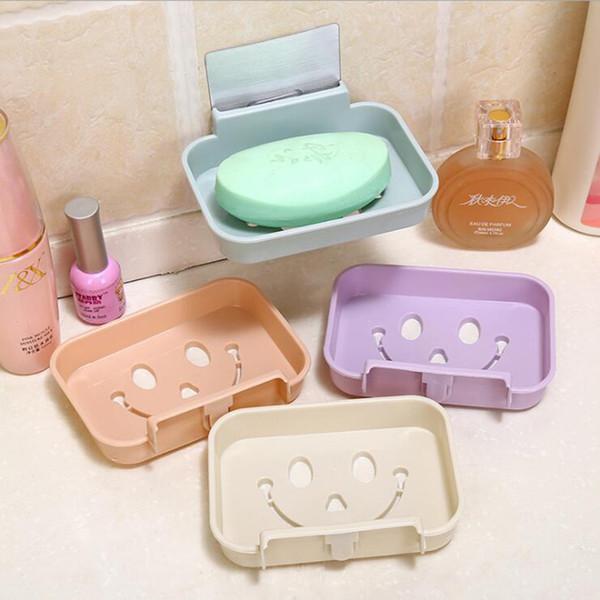 Premium Pasting Wall Mounted Soap Dish Tray Seamless No Drilling Reusable Drainable Bath Soap Holder Box Self Adhesive Bathroom Gadgets 274