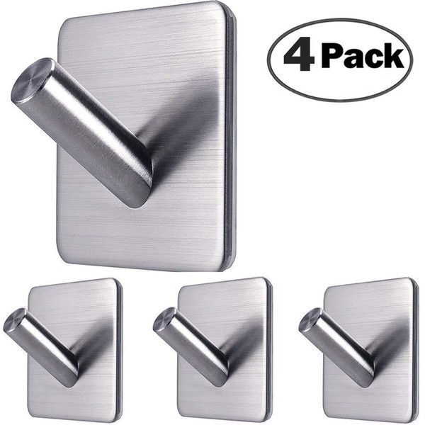 Wall Hooks Adhesive Hooks Waterproof Stainless Steel Bathroom Kitchen Organizer Super Power Heavy Duty Wall Mount