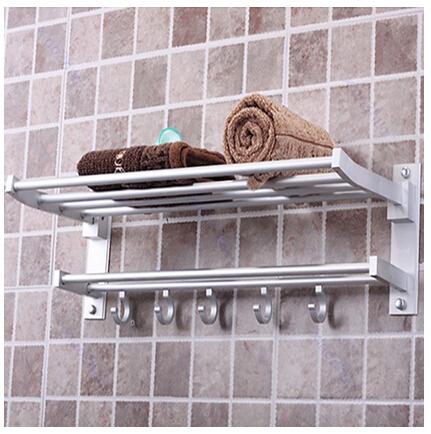 Wholesale-Foldable Alumimum Towel Bar Set Rack Tower Holder Hanger Bathroom Hotel Shelf