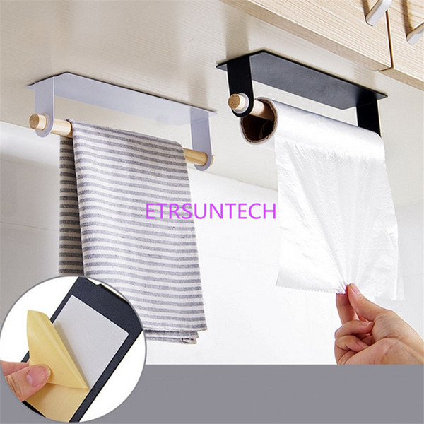 Iron wall hanging Single pole towel bar stickers glue storage rack for kitchen wipes towel holder save space cloth drying stand LX0782