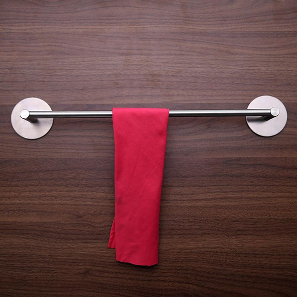 Self Adhesive Stainless Steel Towel Shelf Towel Holder Bedroom Bathroom Storage Clothes Hanger Shelf Silver