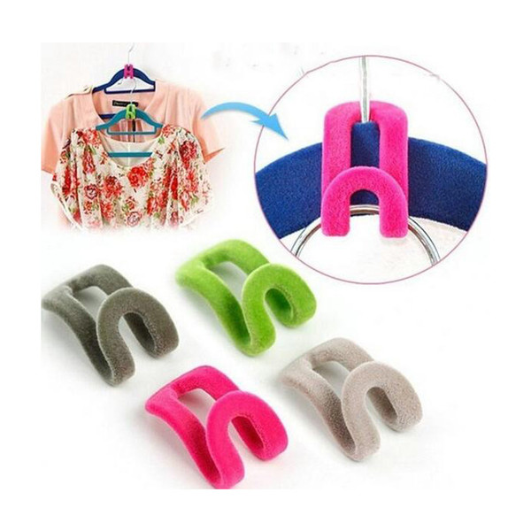 Creative Flocking Clothes Hanger Easy Hook Wardrobe Space Save Magic Flock Clothes Hanger Rack Hooks Non-slip