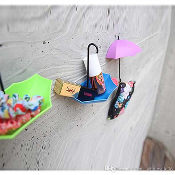 New 3Pcs Umbrella shape Colorful Wall Mount Hook Key Holder Storage Stand Hanging Hooks for Bathroom Kitchen Door Shelves