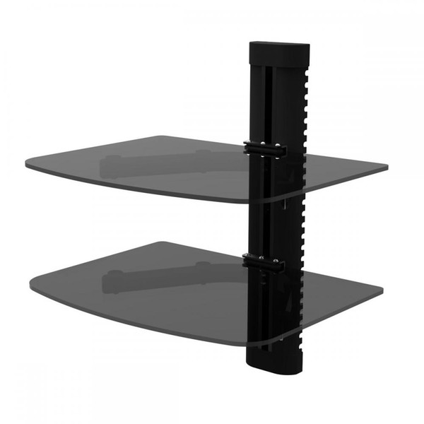 2 Tier Glass Shelf Wall Mount Bracket for DVD Players/Cable Boxes