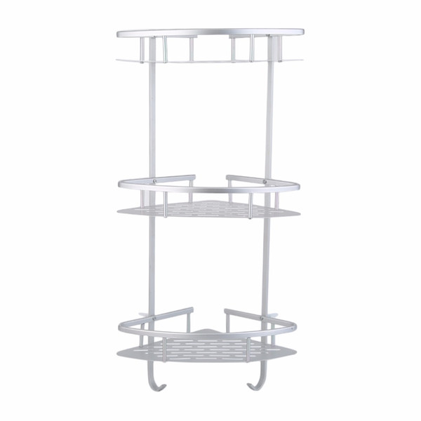 2pcs Practical Aluminum Triangular Shower Caddy Shelf Three Layers Bathroom Wall Corner Rack Storage Organizer Holder