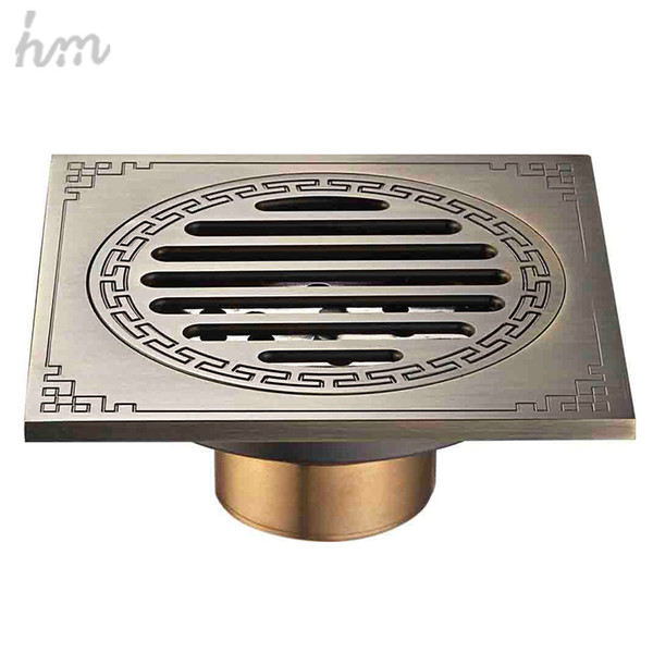 hm Waste Antique Floor Drain Brass Bathroom Accessory Euro Linear Shower Wire Strainer Carved Cover Drains Drain Strainers 170305#