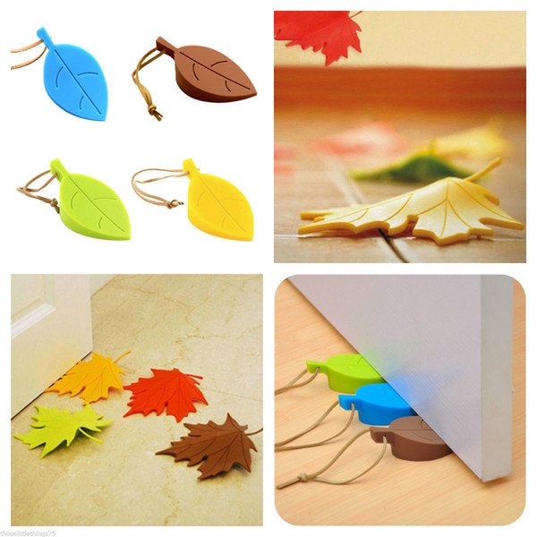 Leaf Door Stop wedges stopper block stops wedge Creative leaves silicone pinch-resistant door stop children hand exit card Three-dimensional