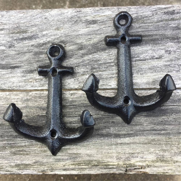 Black Anchor Style Cast Iron Wall Coat Hooks Hat Hook Hall Tree Robe hooks US Stock