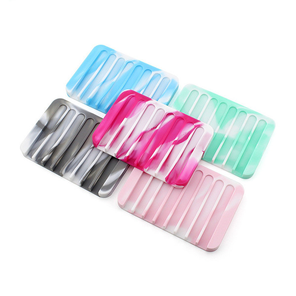 Fashion Silicone Flexible Soap Dish Plate Holder Tray Drainer Shower Waterfal for Bathroom Kitchen Counter Profitable Item for Retail