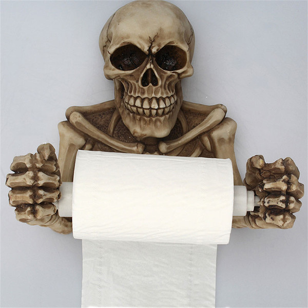 Toilet Paper Holder Creative Skull Tissue Box Holder Wall Mount Sanitary Roll Paper Storage Bathroom Organizer Toilet Paper Rack