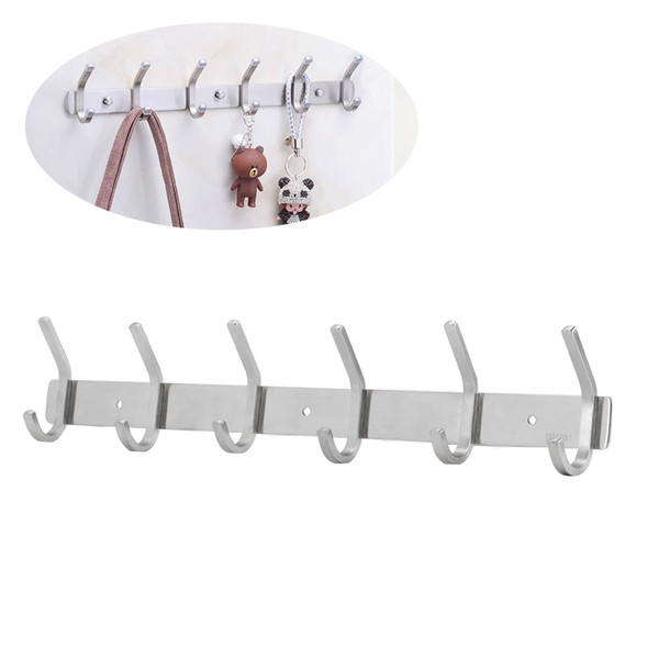 6 Hooks Great Wall Hanger Sus 304 Stainless Steel Coat Rack Clothes Hook Hanger for Bedroom Bathroom Foyer