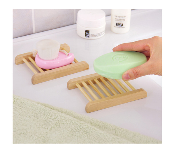 Wooden Natural Bamboo Soap Dish Tray Holder Storage Soap Rack Plate Box Container for Bath Shower Plate Bathroom BH144