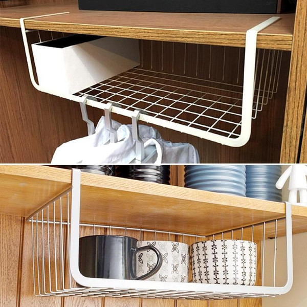 Cupboard Hanging Under Shelf Storage Iron Mesh Basket Cabinet Door Organizer Rack Closet Holders Storage Basket Rack Organizer