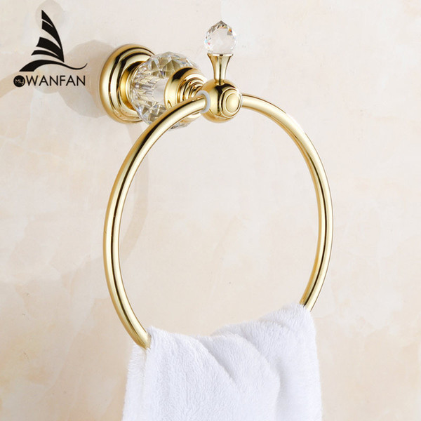 Luxury Crystal Brass Gold Towel Ring,Towel Holder, Towel Bar Bathroom Accessories home decoration useful Free Shipping HK-23