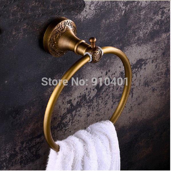 Hot Sale Wholesale And Retail Promotion Hot Sale Antique Brass Wall Mounted Towel Rack Holder Round Towel Ring Hanger