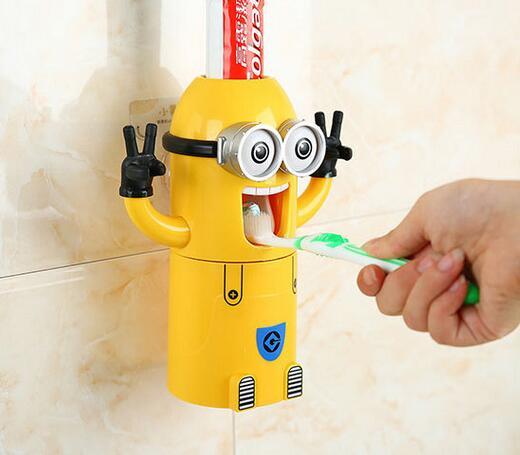 Hot Home Bathroom Products Cute Design Set Cartoon Toothbrush Holder Automatic Toothpaste Dispenser Toothpaste holder