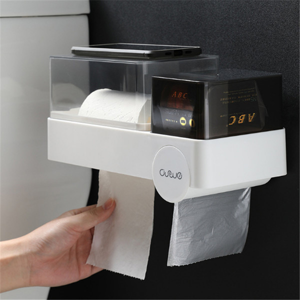 Waterproof Toilet Paper Holder Tissue Holder Roll Paper Holder Box Durable Bathroom Accessories Wall Mounted Plastic