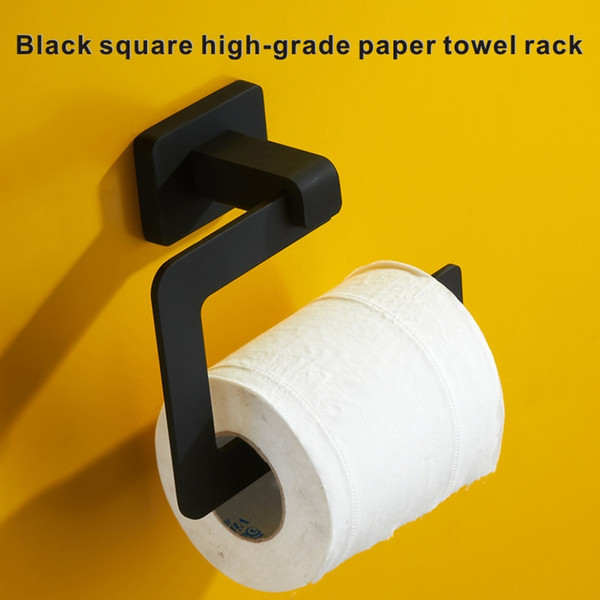 Fashion Creative Black Square High-grade Toilet Paper Holders Using Copper Material + Rubber Paint Accessories Complete Easy To Install.