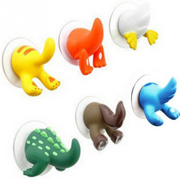 Lovely Cartoon Animal Tail Sucker Hook Towel Hanger Suction Cup Holder Hooks Clothing Key Hanger Bath Kitchen Accessories 6pc/lot