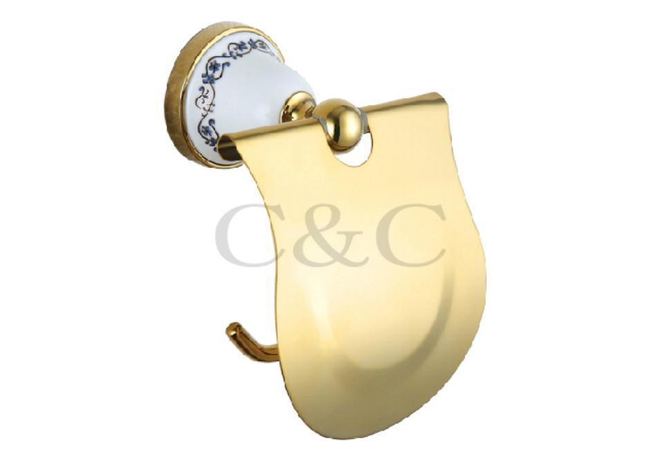 Toilet Roll Holder Noble And Elegant Solid Copper And Ceramic Gold Plating Bathroom Paper Holder 3312