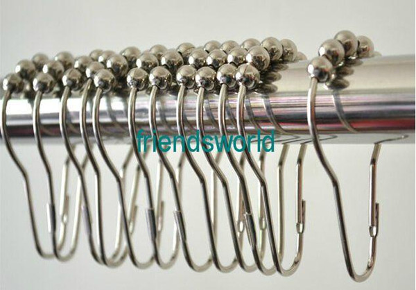 Polished Satin Nickel 5 Rollerball Shower Curtain Rings Curtain Hooks 7x4cm 5 Roller Balls For Effortless Glide Bathroom Hardware