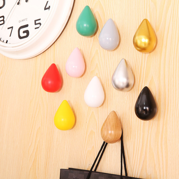 Simple Creative Clothing Store Home Water Drop Hooks Solid Wood Wall Hanging Fitting Room Cloakroom Hook Decoration lin4626