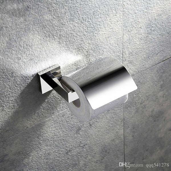 Bathroom wall mounted paper holder 304 stainless steel mirror chrome surface with cover paper towel rack