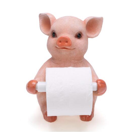 Details about Free Standing Bathroom Toilet Roll Paper Holder Pig Holding Case Resin Hanger