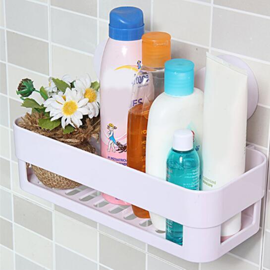 1PCS Kitchen Bathroom Shelf Wall Rack With 2 Suckers Plastic Shower Caddy Organizer Holder Tray With Suction Cups Lotion Storage