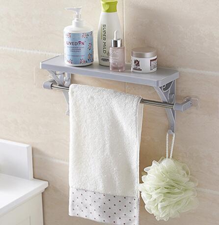 Creative multifunctional bathroom shelf without trace paste wall-mounted towel rack nail-free hook storage rack creative fashion practical