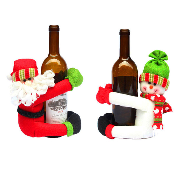 Christmas Wine Bottle Cover Cute Santa Claus Snowman Hug Type Wine Bottle Decor Christmas Decorations for Home Party Supplies