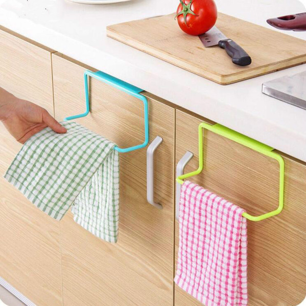 Over Door Tea Towel Holder Rack Rail Cupboard Hanger Bar Hook Bathroom Kitchen Top Home Organization Candy Colors