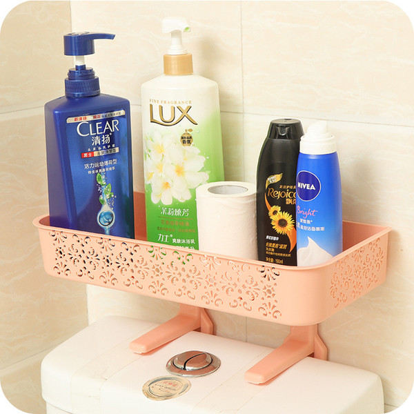 Hole-free Bathroom Racks Wall-hung Toilet Supplies Suction Wall Toilet Plastic Storage Rack 15.5*36*23cm