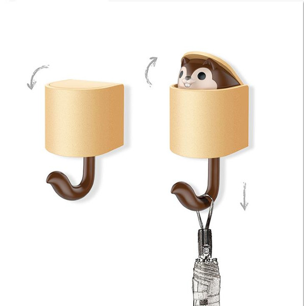 Scandinavian Creative Cartoon Cute Moving Squirrel Dormitory Hanger Hanger Clothes Hanger Wall Paste Interesting Decoration FREE DHL